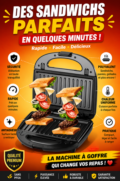 Machine à Gaufres &amp; Sandwichs Multifonction